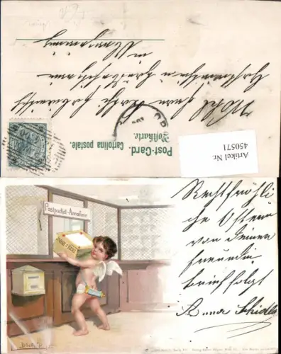 450571,Künstler Litho E. Döcker jun. Engel Amor Postamt Paket