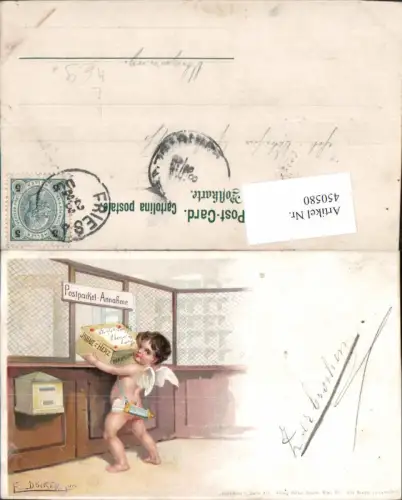 450580,Künstler Litho E. Döcker jun. Engel Amor Postamt Paket