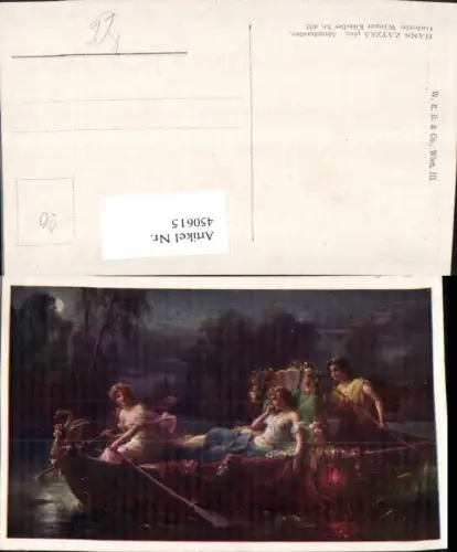 450615,Künstler AK Hans Zatzka Abendzauber Frauen Ruderboot Mondschein