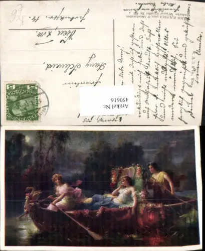 450616,Künstler AK Hans Zatzka Abendzauber Frauen Ruderboot Mondschein