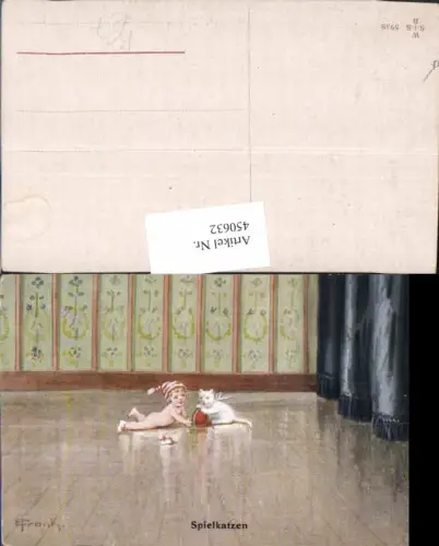 450632,Künstler AK Elly Frank Spielkatzen Kind Katze Ball