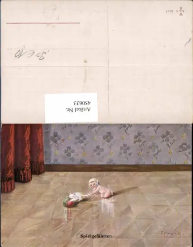 450633,Künstler AK Elly Frank Spielgefährten Kind Katze Ball