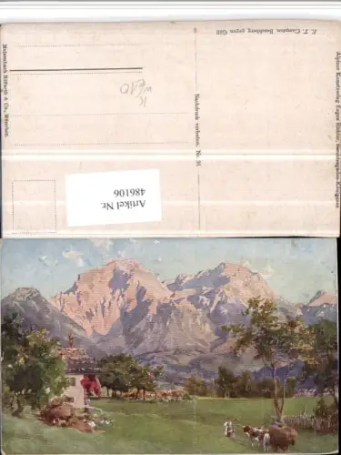 486106,Künstler AK E. T. Compton Boschberg b. Berchtesgaden geg. Göll Bergkulisse