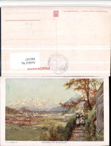 486107,Künstler AK E. T. Compton Salzburg von Maria-Plain Wegpartie Bergkulisse
