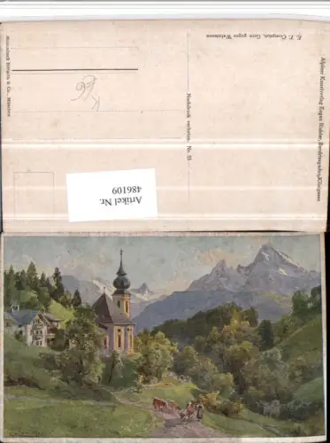 486109,Künstler AK E. T. Compton Gern geg. Watzmann Kirche Bergkulisse