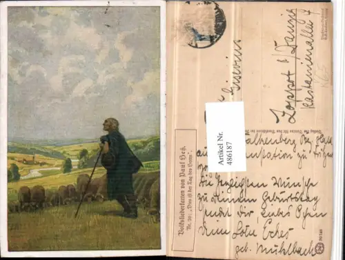 486187,Künstler AK Paul Hey Volksliedkarte 36 Tag des Herrn Hirte Schäfer pub VDA