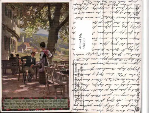 486190,Künstler AK Paul Hey Volksliedkarte 40 Keinen Tropfen im Becher pub VDA