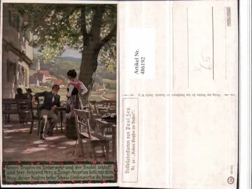 486192,Künstler AK Paul Hey Volksliedkarte 40 Keinen Tropfen im Becher pub VDA