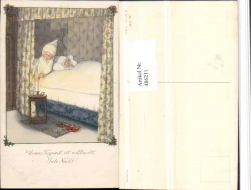 486211,Künstler AK Pauli Ebner Gute Nacht Kinder Bett Kerze pub M. Munk 1158