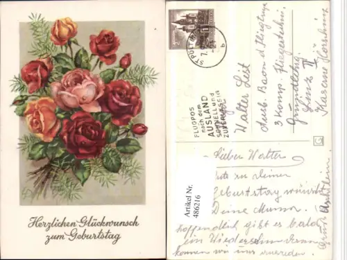 486216,Künstler AK Lia Döring Geburtstag Rosenstrauß Rosen