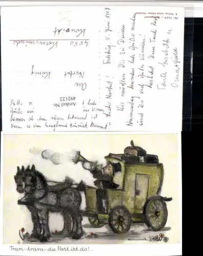 492122,Künstler AK Berta Hummel Postkutsche Kutsche pub Josef Müller 5549