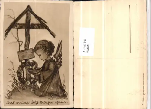 492123,Künstler AK Berta Hummel Engel Kreuz pub Josef Müller 4502