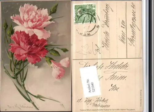 521040,Künstler AK Catharina Klein Nelken Blumen pub Meissner e Buch 1583