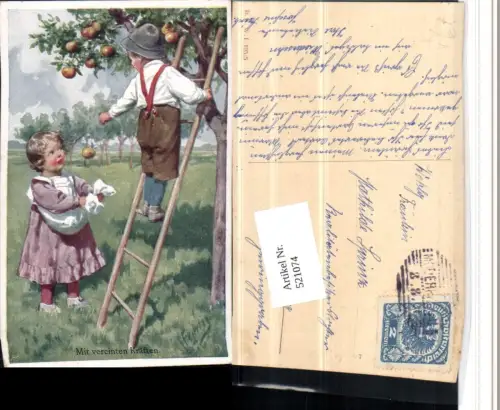 521074,Künstler AK Karl Feiertag Kinder Apfelbaum Äpfel pub B.K.W.I. 195euro5