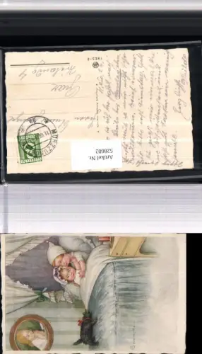 ,Künstler AK E. Colombo Kinder im Bett Katze Humor