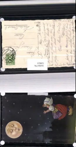 ,Künstler AK E. Colombo Mondgesicht Mond Mondschein AK Humor Kind