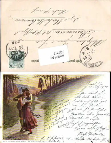 537315,tolle Lithographie AK E. Döcker jun. Tanz tanzen Jagd Jäger