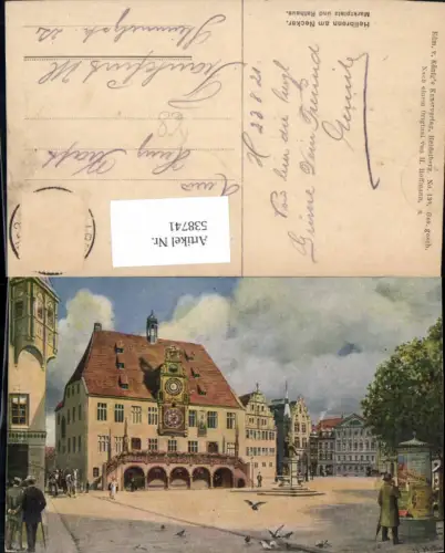 538741,tolle Künstler AK Heinrich Hoffmann Heilbronn am Neckar Litfaßsäule Marktplatz