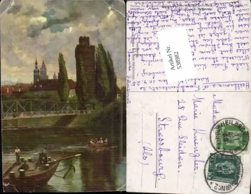 538982,Künstler AK Heinrich Hoffmann Heilbronn Götzenturm am Neckar