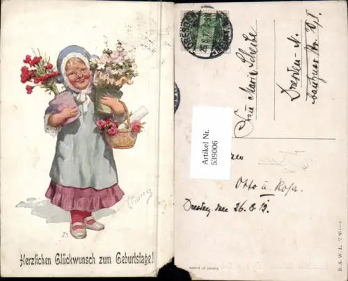 539006,Künstler AK Karl Feiertag geburtstag Kind pub B.K.W.I 770-4