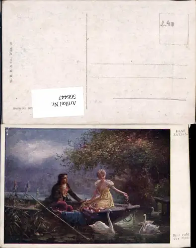 566447,Künstler AK Hans Zatzka Schwan Schwäne Liebe