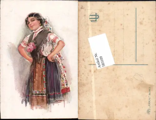 583109,Künstler AK Louis Usabal Type Tracht Tschechien