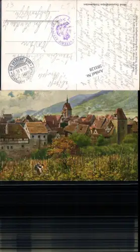 593128,Künstler AK Heinrich Hoffmann Wein Weinreben Weinbau Vogesen Reichenweiher Feldpost Bayerische Postexpedition Lan