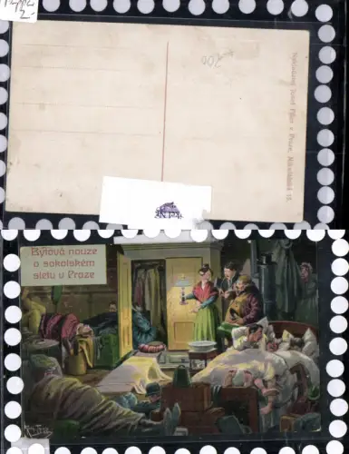610052,seltene Künstler AK Arthur Thiele Humor Bytova nouze … Soldaten pub Josef Fiser v Praze