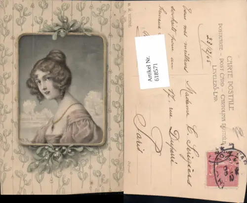 618571,Künstler AK R.R. v. Wichera Frau Glamour Erotik Halskette pub Munk Vienne 229