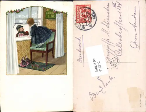 618572,Künstler AK Pauli Ebner Puppe Kinder Vogelkäfig pub Munk Vienne 1202