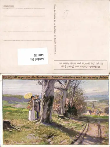 640125,Künstler AK Paul Hey Volksliederkarte 46 Frau Wachau Spitz Schirm