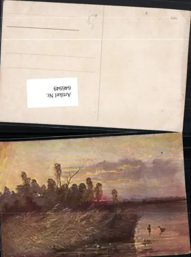 646949,Künstler AK Moritz Müller München jun. Enten Schilf Jagd