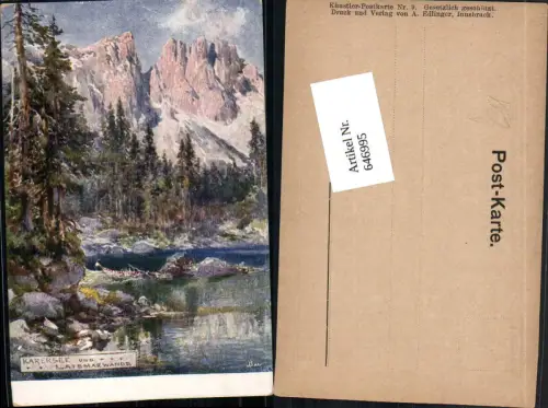 646995,Künstler AK E.T. Compton Karersee Latemar Trentino Welschnofen