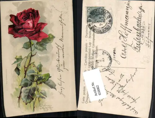 650062,tolle Präge Lithographie Catharina Klein Rosen Blumen