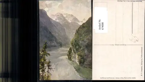 674008,Künstler AK E.T. Compton Königsee Berchtesgaden Falkensteinwand