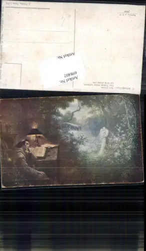 698402 Künstler AK C. Schweninger Der Traum des Lebens Mönch Lampe träumen Mann Buch lesen