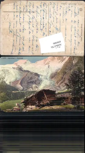 698406 Künstler AK Alphütten im Gebirge Hütte Berge Schweiz pub Photoglob 2374