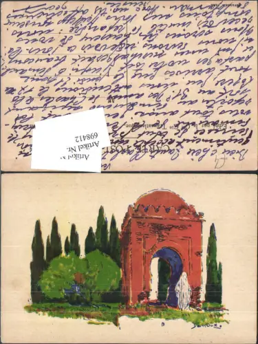 698412 Künstler AK Sanduz Aquarell Park Paris