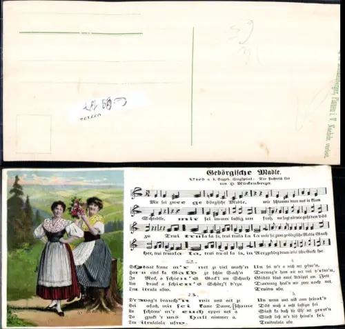 699187 Musik Liedkarte Lied-AK H. Mückenberger Plauen Vogtland Trachten Typen