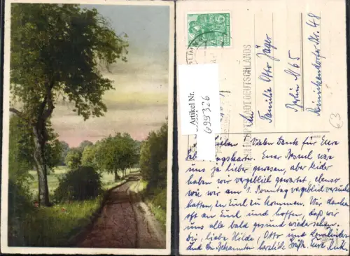 699326 Künstler AK Weg Baum Landschaft Stp. Berlin