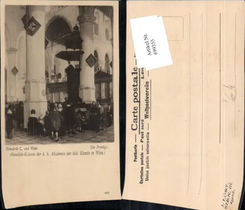 699355 Künstler AK Hendrik C. v. Vliet Predigt Kirche pub Löwy Wien