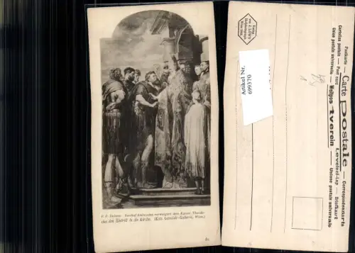 699370 Künstler AK P. P. Rubens Bischof Ambrosius Kaiser Theodosius Eintritt pub Löwy 80