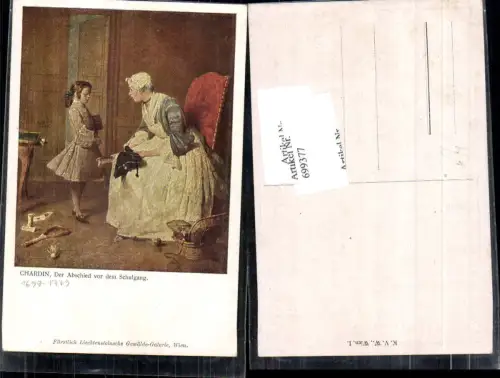 699377 Künstler AK Chardin Abschied vor dem Empfang Kind Mädchen Frau