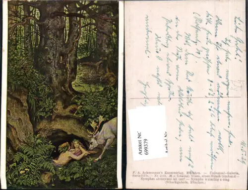 699379 Künstler AK Moritz v. Schwind Nixen m. Hirsch pub Ackermann 2173
