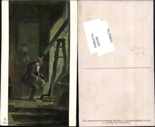 699380 Künstler AK Carl Spitzweg Sterngucker Teleskop Fernrohr pub Ackermann 3035