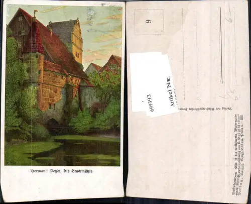 699393 Künstler AK Hermann Petzet Die Stadtmühle