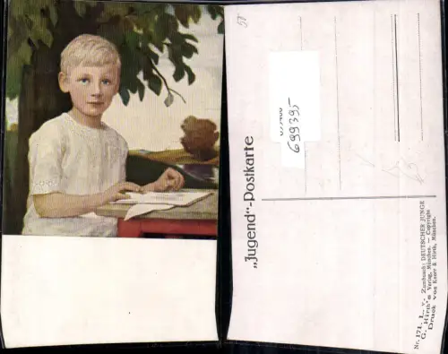 699395 Künstler AK Jugend Postkarte 171 Ludwig v. Zumbusch Deutscher Junge pub Hirth 171