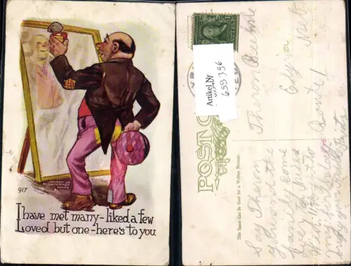 699396 Künstler AK Humor Scherzkarte Scherz Spiegel H.H. Tammen Denver