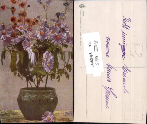 699398 Künstler AK Blumen Gänseblümchen Vase