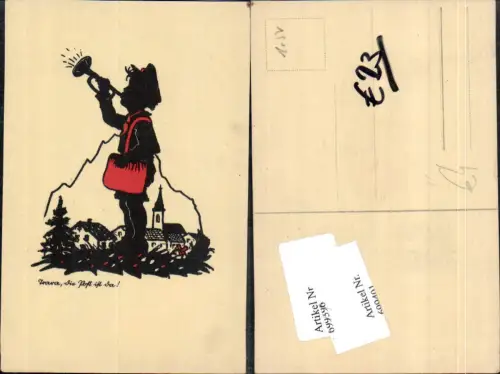 699401 Künstler AK Silhouette Scherenschnitt Post Postwesen Briefträger